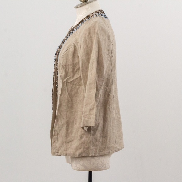 Chico's XS S Linen Embellished Blazer Jacket Layer - Picture 6 of 12